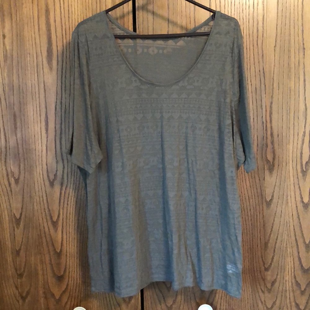 See through Aztec pattern green t-shirt!